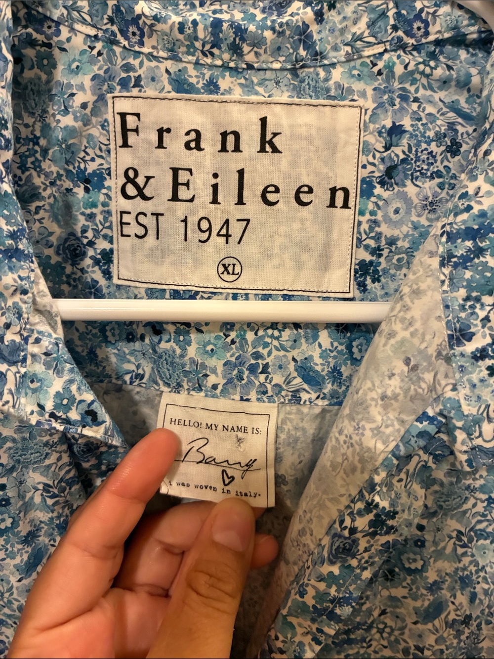 Frank & Eileen Blue Micro-Print Button Down Shirt - Picture 3 of 6